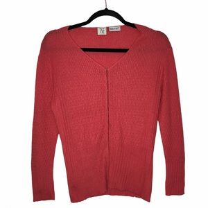 TSE 100% cashmere vneck textured coral cardigan